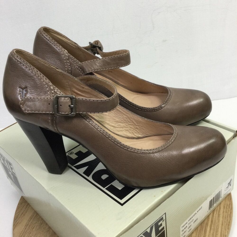 FRYE Women's Leather Upper Miranda Ankle Mary Jane Heel in Gray Size 10M - Picture 2 of 11